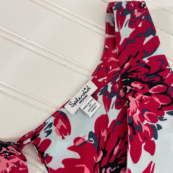 Splendid Red Mediterranean Blossom Drawstring Romper Playsuit Size M - Picture 7 of 11